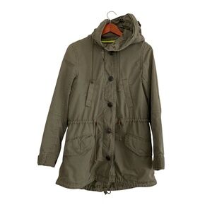 GAP Women's Hooded Utility Parka Jacket Sz S Olive Green Military Lined Winter